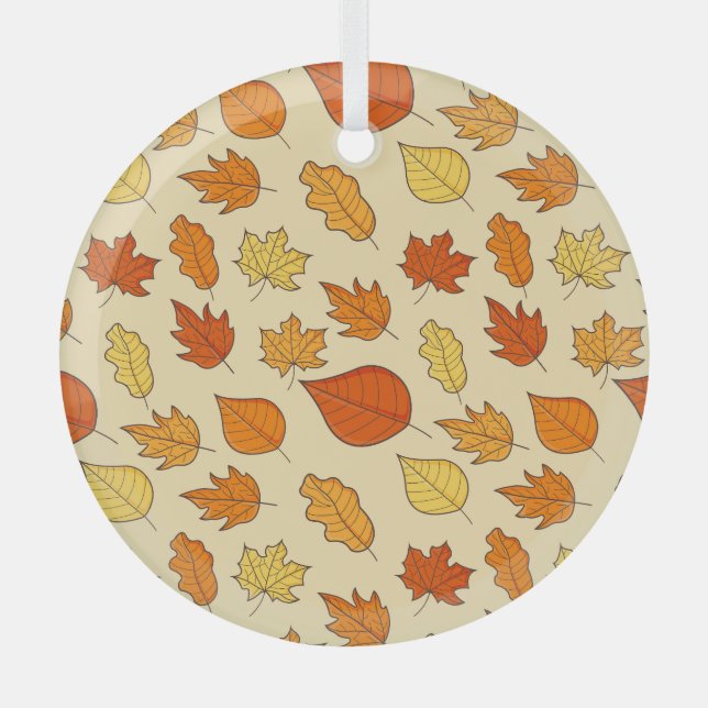 Leaf Concept: Autumn Symbol Pattern Glass Ornament (Front)