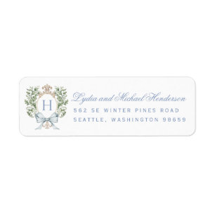 Leaf Crest Script Wedding Return Address