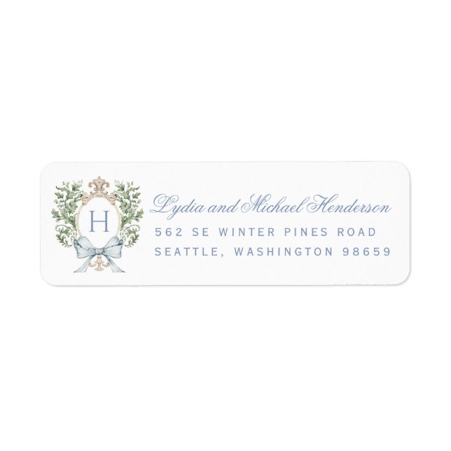 Leaf Crest Script Wedding Return Address (Front)