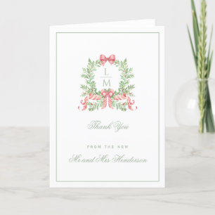 Leaf Crest w/ Bow Thank You Card