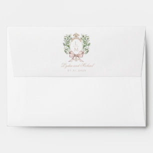 Leaf Crest w/ Tan Bow   Monogram Envelope