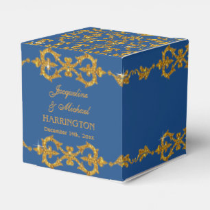 Leaf Damask Art Nouveau Glitter Reception Decor Favor Box