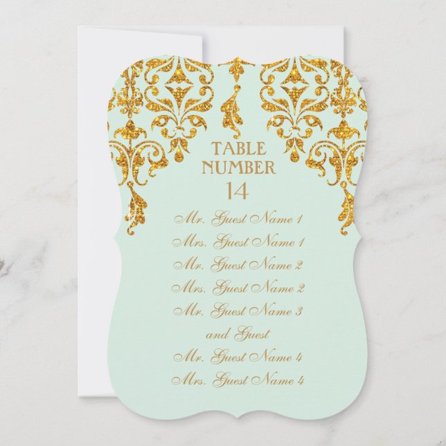 Leaf Damask Art Nouveau Table Seating Chart Invitation (Back)
