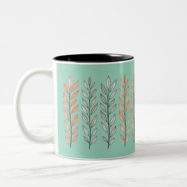 Leaf  Decor  Two-Tone Coffee Mug (Left)