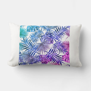 leaf design modern throw pillow blue and purple