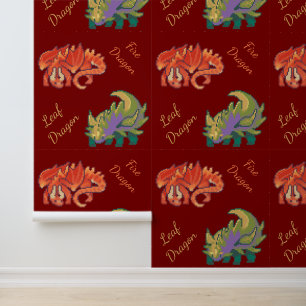 Leaf Dragon, fire dragon pixels art Wallpaper