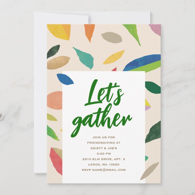 Leaf Drop Cream Party Invitation (Devant)