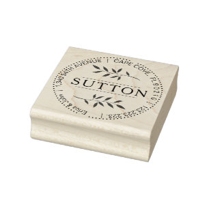 LEAF ELEMENT Round Return Address Rubber Stamp