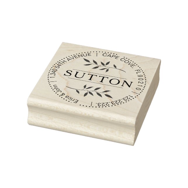 LEAF ELEMENT Round Return Address Rubber Stamp (Stamp)
