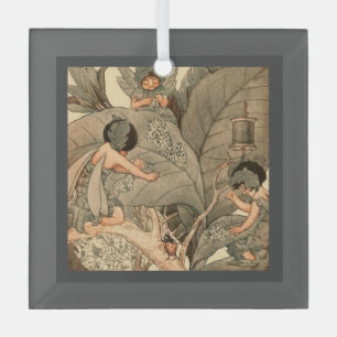 Leaf Faeries Mending Leaves Glass Ornament