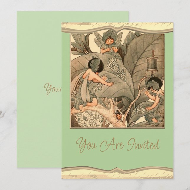 Leaf Faeries Mending Leaves Invitation (Front/Back)