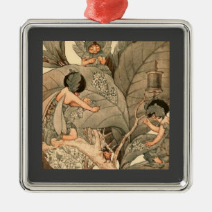 Leaf Faeries Mending Leaves Metal Ornament