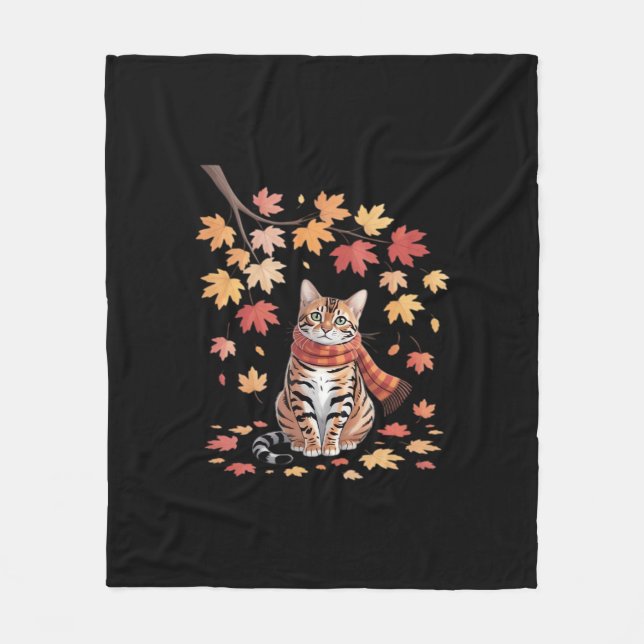 Leaf Fall Tree Hello Autumn Thanksgiving It’s Fall Fleece Blanket (Front)