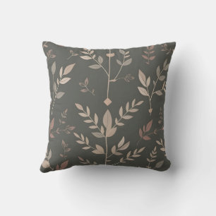 Leaf & Fern Design Dark Pastel Pattern Throw Pillow