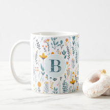 Leaf Floral Pattern Alphabet Coffee