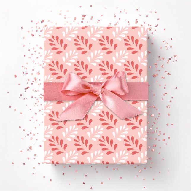 Leaf Flourish Trellis in Flamingo Wrapping Paper (Creator Uploaded)