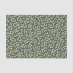 Leaf Flower Pattern Sunroom Decoupage Sage Green  Tissue Paper
