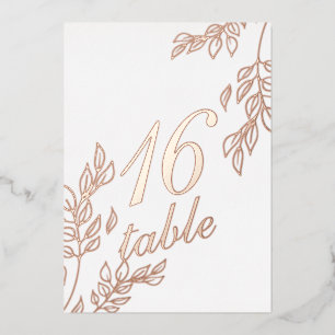 Leaf Foilage Gold Pressed Foil Table Number
