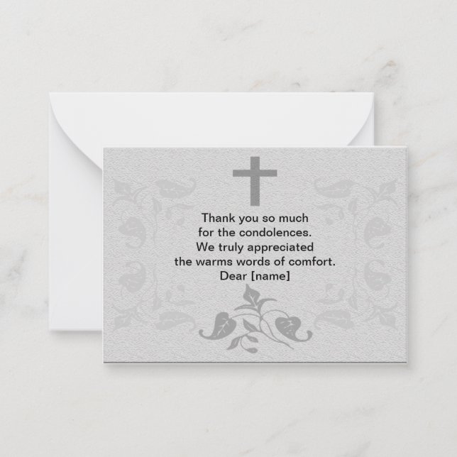 Leaf Frame After Funeral Thank You Cards (Front)
