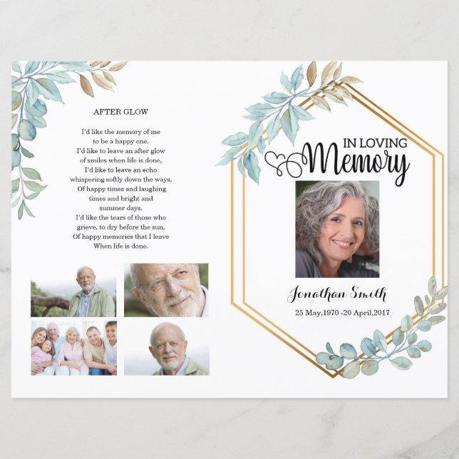 Leaf Funeral Program template (Front)
