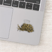Leaf gilled sea slug cartoon illustration 