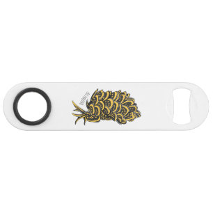 Leaf gilled sea slug cartoon illustration bar key