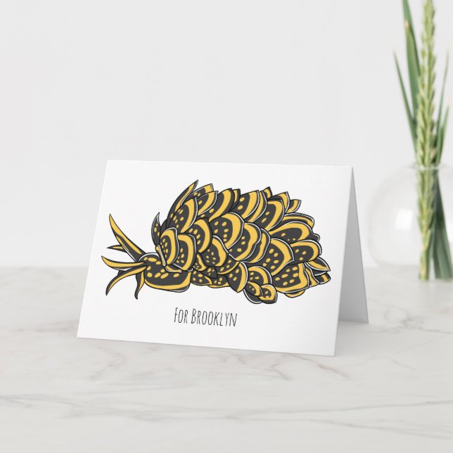 Leaf gilled sea slug cartoon illustration  card (Front)