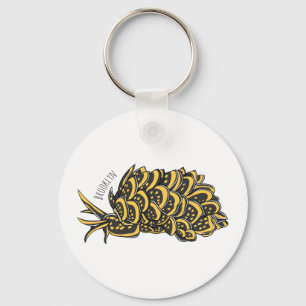 Leaf gilled sea slug cartoon illustration keychain