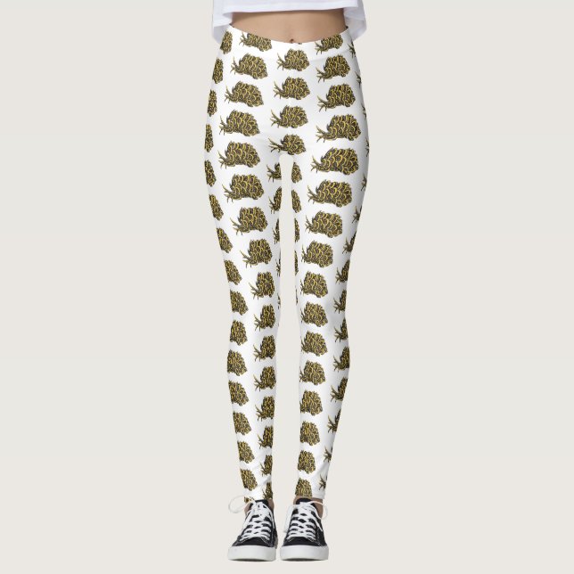 Leaf gilled sea slug cartoon illustration leggings (Front)