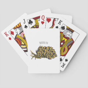 Leaf gilled sea slug cartoon illustration playing cards