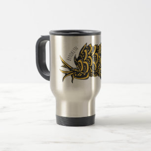 Leaf gilled sea slug cartoon illustration travel mug