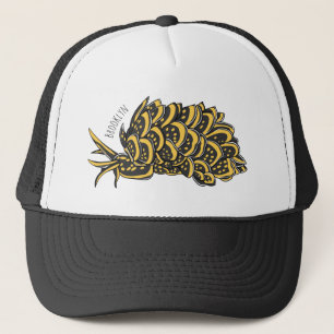 Leaf gilled sea slug cartoon illustration trucker hat