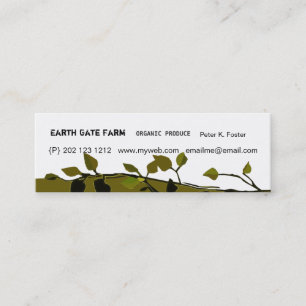 Leaf Green Branches Organic Modern Mini Business Card