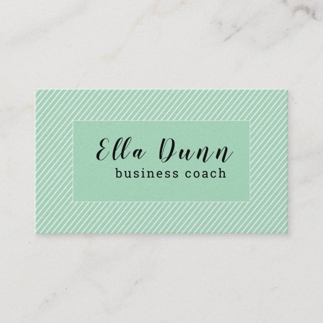 Leaf Green Slanted  Pattern Mentoring Coach Business Card (Front)