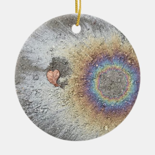 Leaf Heart and Rainbow personalized ornament (Front)