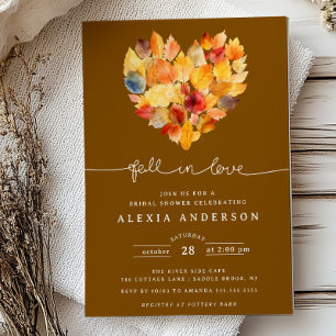 Leaf Heart Fall in Love Bridal Shower Invitation