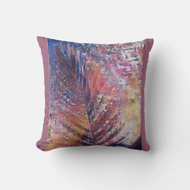 leaf in nature boho design throw pillow (Front)