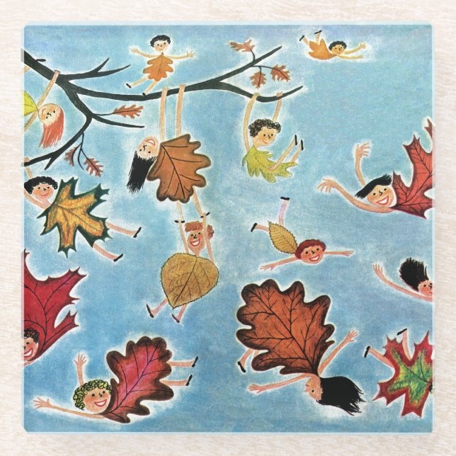 Leaf Kids Glass Coaster (Front)