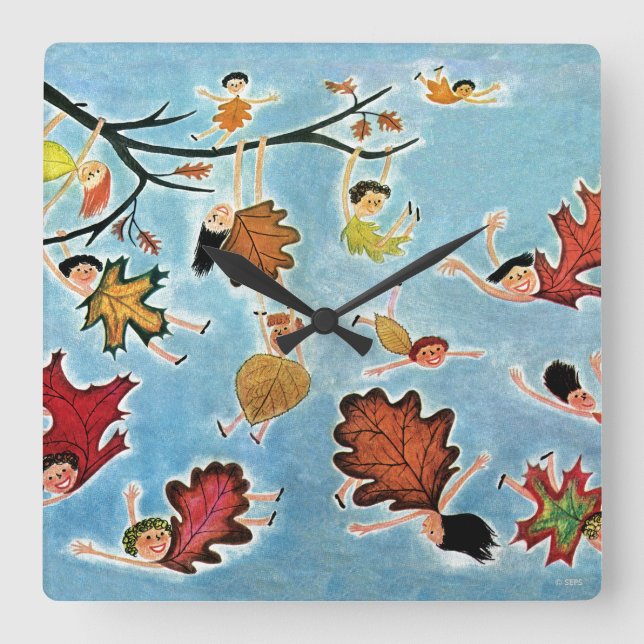 Leaf Kids Square Wall Clock (Front)