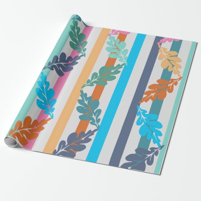 Leaf & Lines Wrapping Paper (Unrolled)