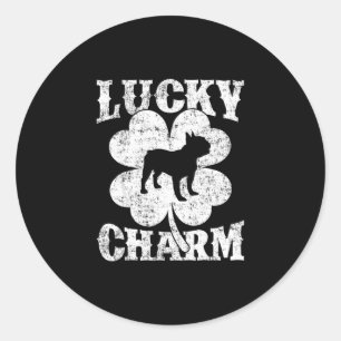 Leaf Lucky Charm French Bulldog St Patrick's Day  Classic Round Sticker
