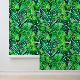 Leaf lush evergreen seamless tropical jungle chic wallpaper