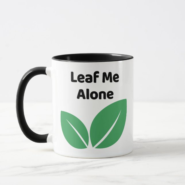 Leaf Me Alone Funny Plant Pun T-Shirt for Nature Mug (Left)