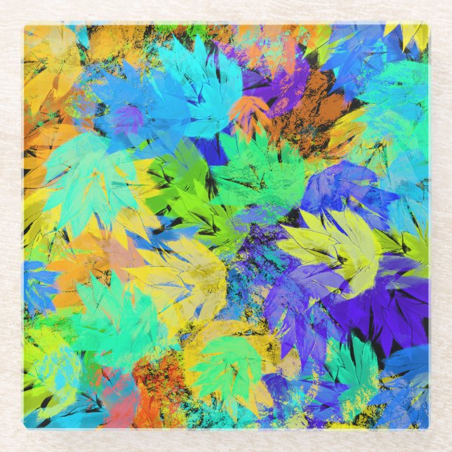 Leaf me alone. glass coaster (Front)