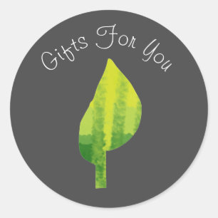 Leaf modern design Gift business branding Classic Round Sticker