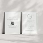 Leaf Monogram Crest Sage Green QR Code Wedding Invitation<br><div class="desc">Elegant & classic leaf monogram crest sage green QR code wedding invitation.</div>