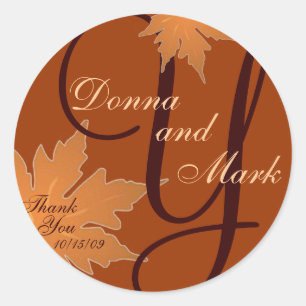 Leaf Monogram Sticker for Invitation