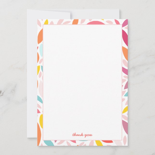 Leaf Mosaic Modern Customizable in Coral and Pink Thank You Card (Front)
