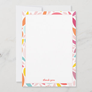 Leaf Mosaic Modern Customizable in Coral and Pink Thank You Card