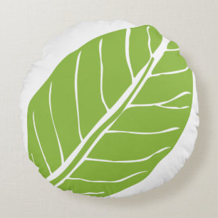 Leaf nature green plant natural round pillow